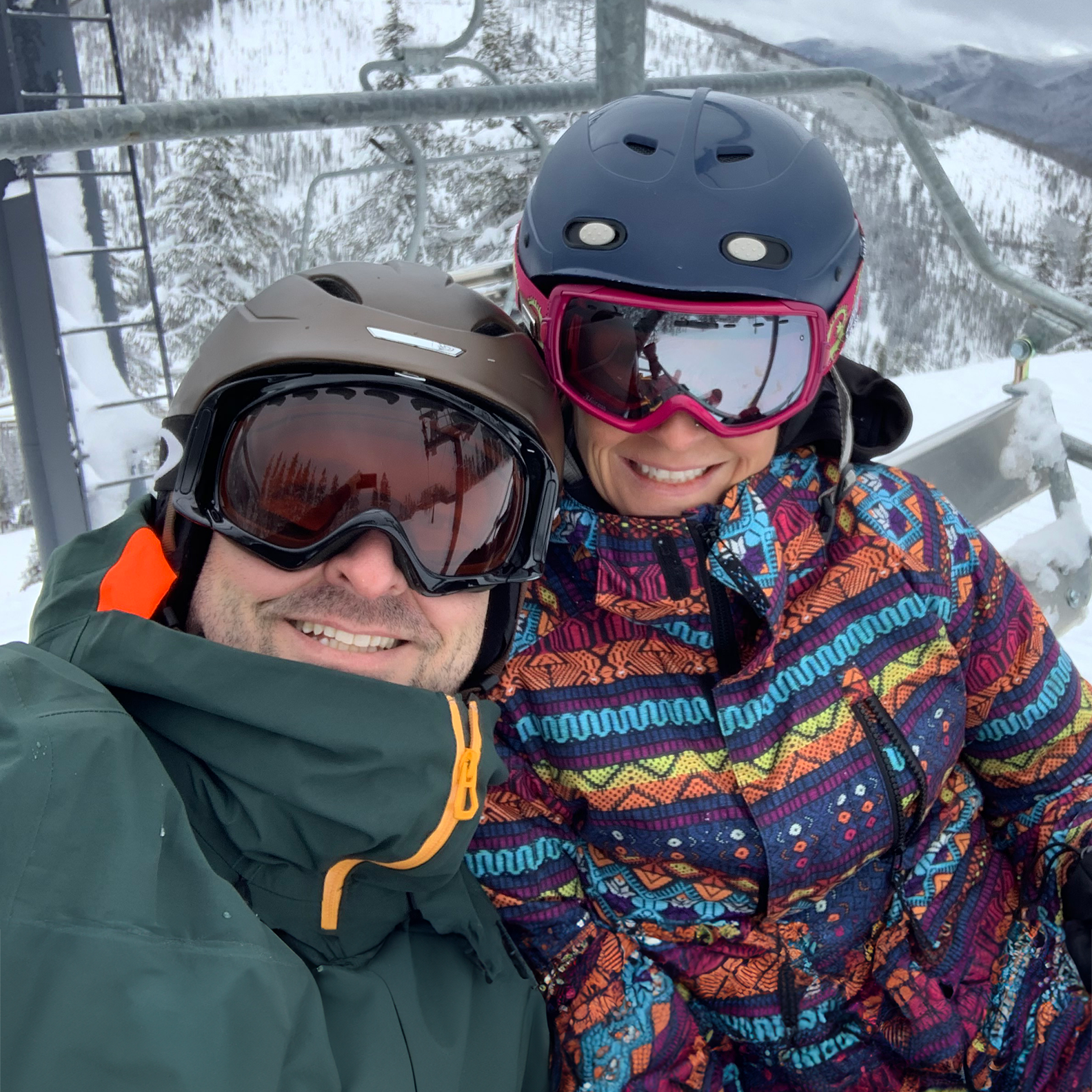Skiing in the mountains